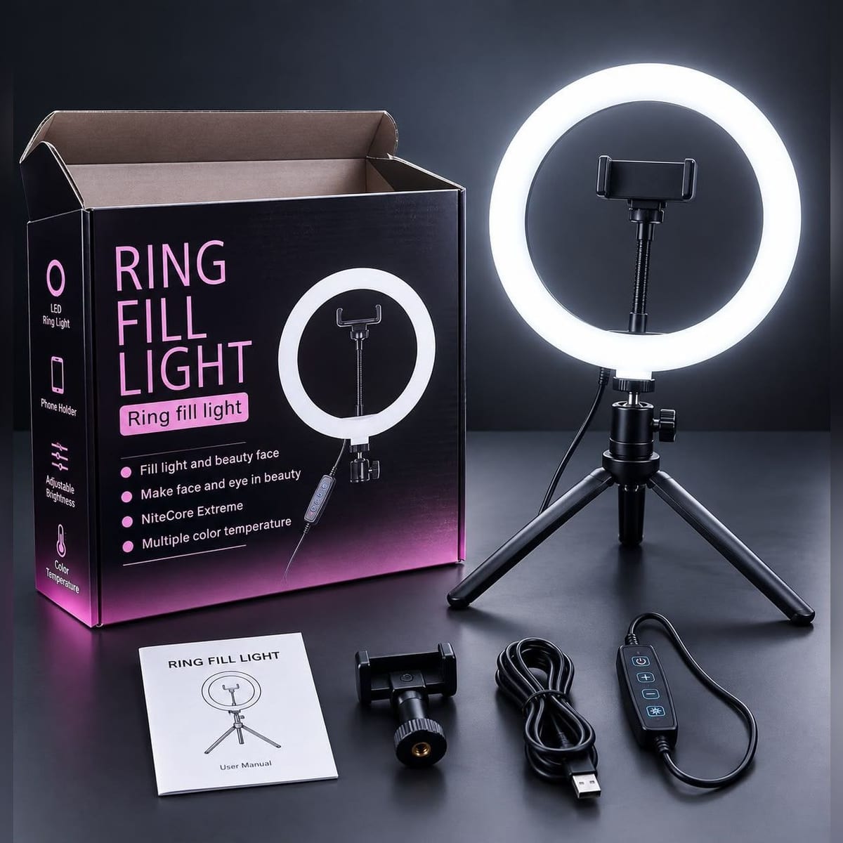 Ring Fill Light with Desk Tripod