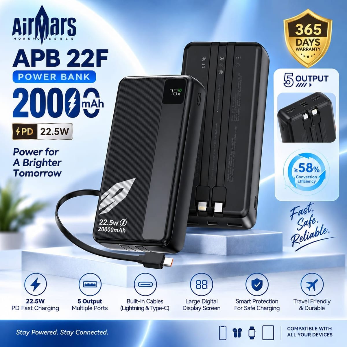 AirMars APB 22F 20000mAh Power Bank